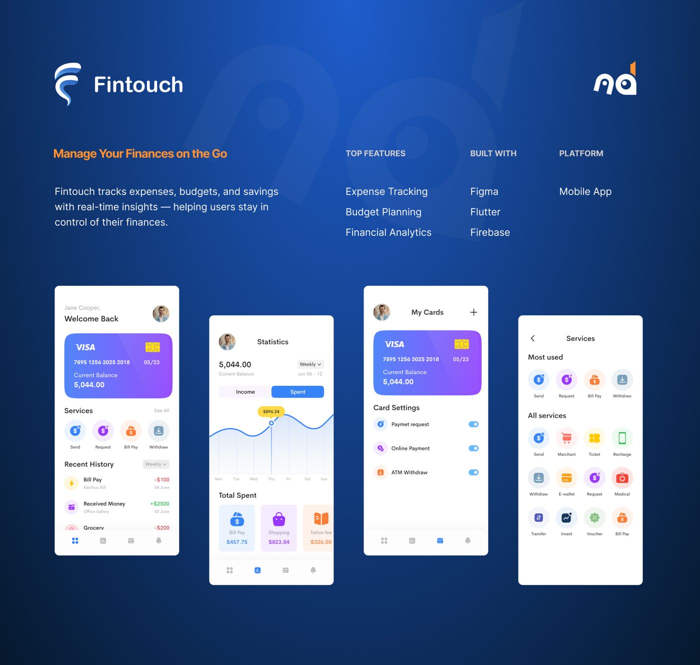 Fintouch — fintech app UI kit